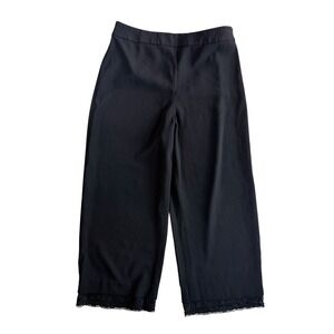 Club Monaco Culotte Pants Women 8 Black Lace Trim Wide Leg Cropped